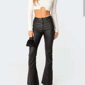 Edikted womens flare leather pants